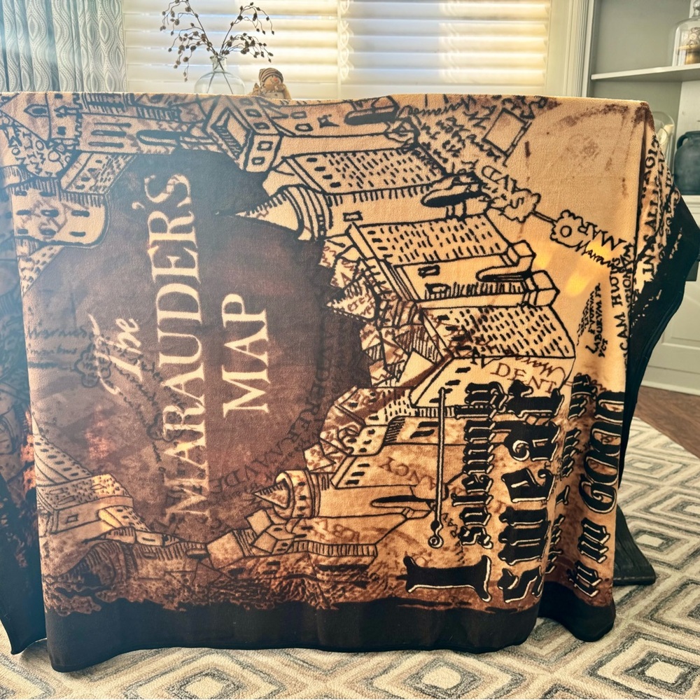 Wizarding Trunk- Brown Marauder's Map Lap Blanket